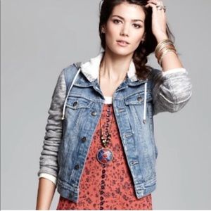 Free People denim and gray hooded jacket Small